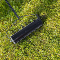 Manual Rolling Lawn Aerator Tool with 58 Inch Handle Pusher