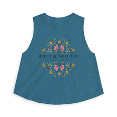 Root & Soil Co. Floral Crop Top — Women’s Botanical Logo Tank