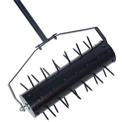 Manual Rolling Lawn Aerator Tool with 58 Inch Handle Pusher