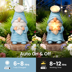 GIGALUMI Garden Gnomes, Solar Statue Outdoor Decor, Gnome Gifts Decoration with Lights for Patio