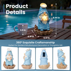 GIGALUMI Garden Gnomes, Solar Statue Outdoor Decor, Gnome Gifts Decoration with Lights for Patio