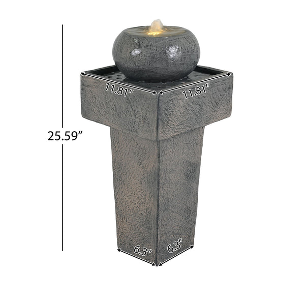 Minimalist Column Fountain with LED Lighting Outdoor Patio Garden Decor