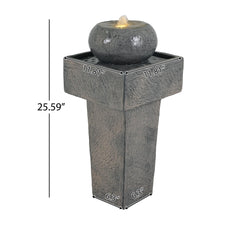 Minimalist Column Fountain with LED Lighting Outdoor Patio Garden Decor