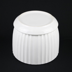 White Ceramic Planter Pot Set Fluted Design with Matching Saucers
