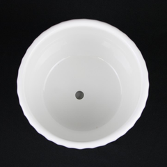White Ceramic Planter Pot Set Fluted Design with Matching Saucers