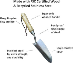 Classic Garden Tool Set - Includes Hand Trowel Transplanter Cultivator