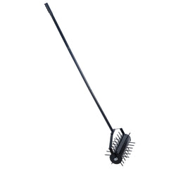 Manual Rolling Lawn Aerator Tool with 58 Inch Handle Pusher