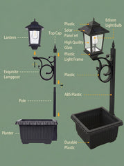 Solar Lamp Post with Flower Pot – Outdoor Garden & Patio Light – Multi Pack
