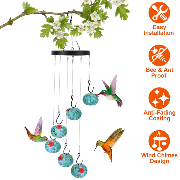 Hummingbird Feeder Wind Chime Ant Bee Proof Outdoor Hanging