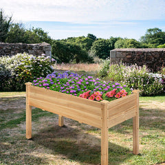 Wooden Raised Vegetable Garden Bed Elevated Grow Vegetable Planter-Gray-2