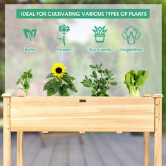 Wooden Raised Vegetable Garden Bed Elevated Grow Vegetable Planter-Gray-4