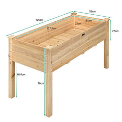 Wooden Raised Vegetable Garden Bed Elevated Grow Vegetable Planter-Gray-5