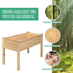Wooden Raised Vegetable Garden Bed Elevated Grow Vegetable Planter-Gray-3