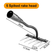 5/6/7/8-Tooth Iron Garden Rake Hoe Weeding & Soil Loosening Tool with Metal Handle