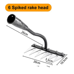 5/6/7/8-Tooth Iron Garden Rake Hoe Weeding & Soil Loosening Tool with Metal Handle