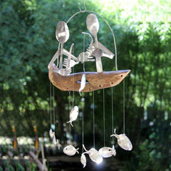 Creative Fishing Man Fish Wind Chime Hanging Garden Home Decor