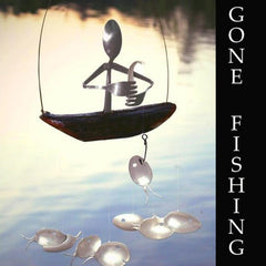 Creative Fishing Man Fish Wind Chime Hanging Garden Home Decor
