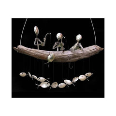 Creative Fishing Man Fish Wind Chime Hanging Garden Home Decor