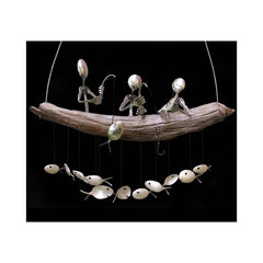 Creative Fishing Man Fish Wind Chime Hanging Garden Home Decor