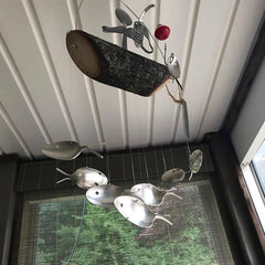 Creative Fishing Man Fish Wind Chime Hanging Garden Home Decor