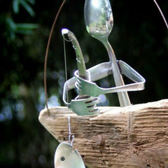 Creative Fishing Man Fish Wind Chime Hanging Garden Home Decor