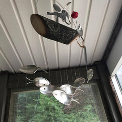 Creative Fishing Man Fish Wind Chime Hanging Garden Home Decor
