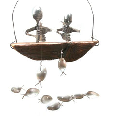 Creative Fishing Man Fish Wind Chime Hanging Garden Home Decor