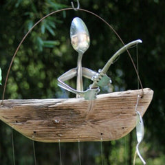 Creative Fishing Man Fish Wind Chime Hanging Garden Home Decor