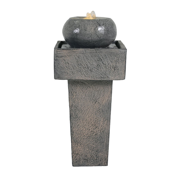 Minimalist Column Fountain with LED Lighting Outdoor Patio Garden Decor