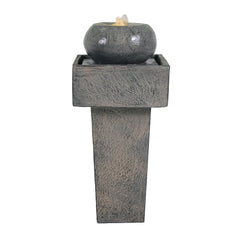 Minimalist Column Fountain with LED Lighting Outdoor Patio Garden Decor