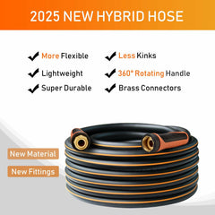 DayisTools Hybrid Garden Hose 50FT Flexible Water Hose Brass Fittings